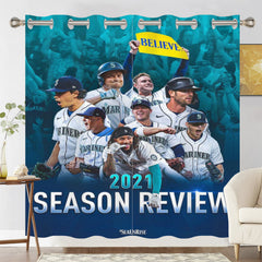 Seattle Mariners Baseball Blackout Curtain for Living Room Bedroom Window Treatment