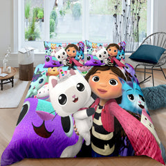 Gabbys Dollhouse 3D Printed Duvet Cover Quilt Cover Pillowcase Bedding Set