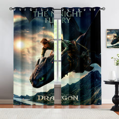 2026 NEW How to Train Your Dragon Blackout Curtains Drapes for Window Treatment Set