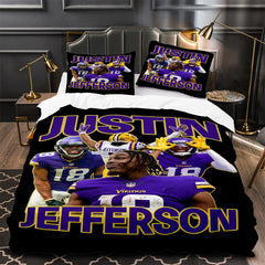 Justin Jefferson Rugby Football Player Duvet Cover Quilt Case Pillowcases