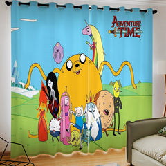 2025 NEW Adventure Time Pattern Blackout Window Drapes Room Decoration