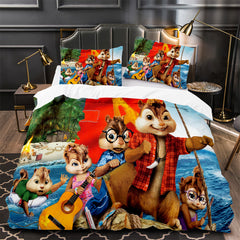 Alvin and the Chipmunks Duvet Cover Quilt Case Pillowcase Bedding Set Without Filler