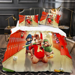 Alvin and the Chipmunks Duvet Cover Quilt Case Pillowcase Bedding Set Without Filler