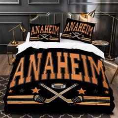 Anaheim Ducks Hockey Duvet Cover Quilt Case Pillowcase Bedding Set Without Filler