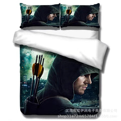 Green Arrow Oliver Queen Duvet Cover Quilt Case Pillowcase Bedding Set Bedroom Decor