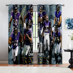Baltimore Ravens Football Team Blackout Curtains Drapes For Window Treatment Set