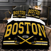 Boston Bruins Hockey Duvet Cover Quilt Case Pillowcase Bedding Set Without Filler