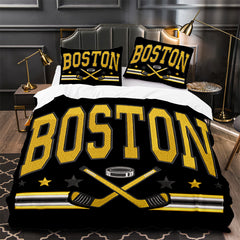 Boston Bruins Hockey Duvet Cover Quilt Case Pillowcase Bedding Set Without Filler