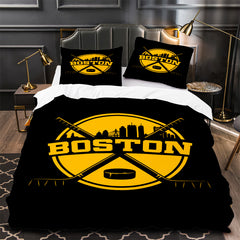 Boston Bruins Hockey Duvet Cover Quilt Case Pillowcase Bedding Set Without Filler