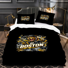 Boston Bruins Hockey Duvet Cover Quilt Case Pillowcase Bedding Set Without Filler