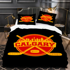 Calgary Flames Hockey Duvet Cover Quilt Case Pillowcase Bedding Set Without Filler