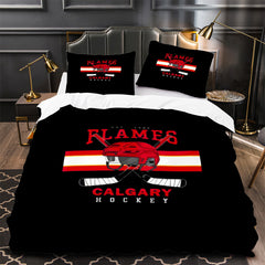 Calgary Flames Hockey Duvet Cover Quilt Case Pillowcase Bedding Set Without Filler
