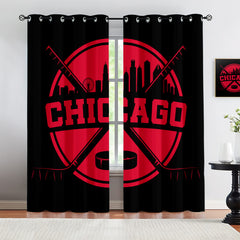 Chicago Blackhawks Blackout Curtains Drapes For Window Treatment Set