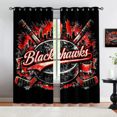 Chicago Blackhawks Blackout Curtains Drapes For Window Treatment Set