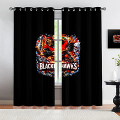 Chicago Blackhawks Blackout Curtains Drapes For Window Treatment Set