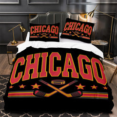 Chicago Blackhawks Hockey Duvet Cover Quilt Case Pillowcase Bedding Set Without Filler
