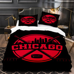Chicago Blackhawks Hockey Duvet Cover Quilt Case Pillowcase Bedding Set Without Filler