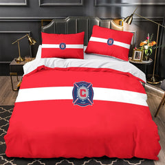 Chicago Fire Soccer Club Duvet Cover Quilt Case Pillowcase Bedding Set Without Filler