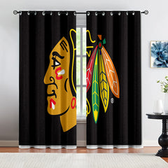 Chicago Hockey League Blackhawks Blackout Curtains Drapes For Window Treatment Set