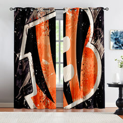 Cincinnati Bengals Football Team Blackout Curtains Drapes For Window Treatment Set