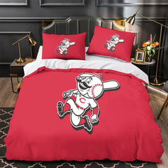 Cincinnati Reds Duvet Cover Quilt Case Pillowcase Bedding Set Without Filler