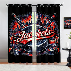 Columbus Blue Jackets Blackout Curtains Drapes For Window Treatment Set