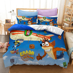Crash Bandicoot Duvet Cover Quilt Case Pillowcase Bedding Set Without Filler