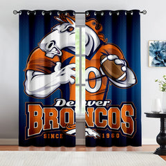 Denver Broncos Football League Blackout Curtains Drapes for Window Treatment Set