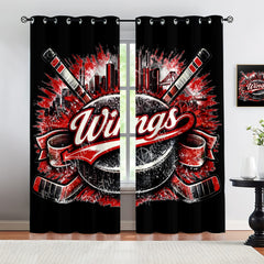Detroit Red Wings Blackout Curtains Drapes For Window Treatment Set