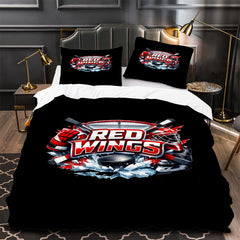Detroit Red Wings Hockey Duvet Cover Quilt Case Pillowcase Bedding Set Without Filler