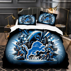Detroit Lions Football Duvet Cover Quilt Case Pillowcase Bedding Set Without Filler