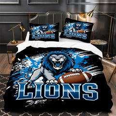 Detroit Lions Football Duvet Cover Quilt Case Pillowcase Bedding Set Without Filler