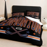 Edmonton Oilers Hockey League Comforter Pillowcase Sets Blanket All Season Reversible Quilted Duvet
