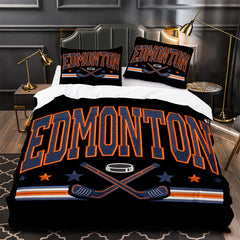 Edmonton Oilers Hockey Duvet Cover Quilt Case Pillowcase Bedding Set Without Filler