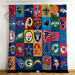Football Logo Blackout Curtains For Window Treatment Set For Living Room Bedroom