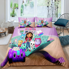 Gabbys Dollhouse 3D Printed Duvet Cover Quilt Cover Pillowcase Bedding Set