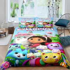 Gabbys Dollhouse 3D Printed Duvet Cover Quilt Cover Pillowcase Bedding Set