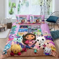 Gabbys Dollhouse 3D Printed Duvet Cover Quilt Cover Pillowcase Bedding Set
