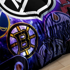 Hockey League Comforter Pillowcase Sets Blanket All Season Reversible Quilted Duvet