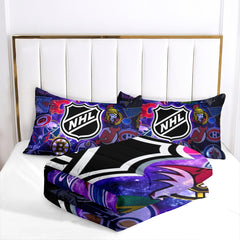 Hockey League Comforter Pillowcase Sets Blanket All Season Reversible Quilted Duvet