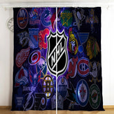 Hockey League Logo Blackout Curtains Drapes For Window Treatment Set