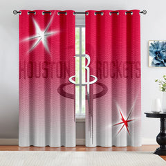 Houston Basketball Rockets Blackout Curtains Drapes For Window Treatment Set