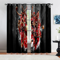 Houston Basketball Rockets Blackout Curtains Drapes For Window Treatment Set