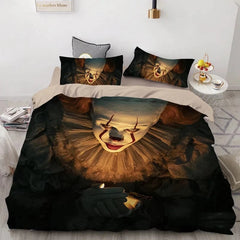 IT Pennywise Scary Clown Duvet Cover Quilt Cover Pillowcase Bedding Set