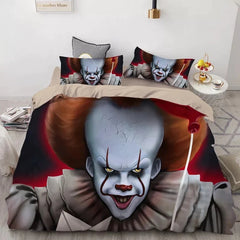 IT Pennywise Scary Clown Duvet Cover Quilt Cover Pillowcase Bedding Set