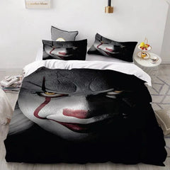IT Pennywise Scary Clown Duvet Cover Quilt Cover Pillowcase Bedding Set