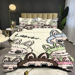 Labubu Comforter Pillowcase Sets Blanket All Season Reversible Quilted Duvet