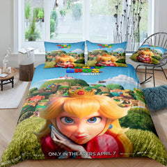 Mario Princess Peach 3D Printed Duvet Cover Quilt Cover Pillowcase Bedding Set