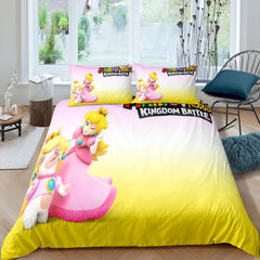 Mario Princess Peach 3D Printed Duvet Cover Quilt Cover Pillowcase Bedding Set