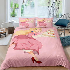 Mario Princess Peach 3D Printed Duvet Cover Quilt Cover Pillowcase Bedding Set